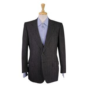 Abla Fashion Men Handmade in Italy Gray/Black Striped Wool Flannel Blazer 40R